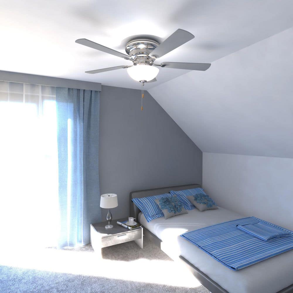 Satin Nickel 42" Ceiling Fan with Reversible Blades and LED Light