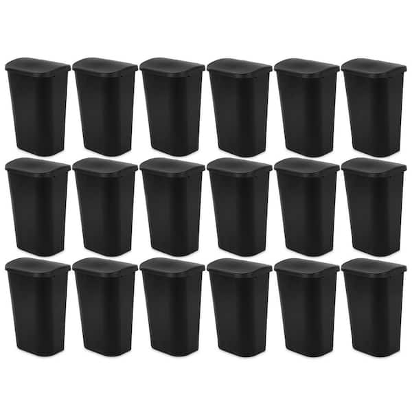 11.3 Gal. Black Lift Top Lid Kitchen Wastebasket Plastic Household Trash Can (18-Pack)