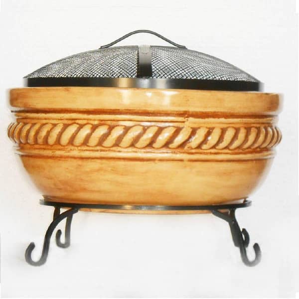 20 In Clay Fire Pit With Iron Stand Fp, Clay Fire Pit Bowl