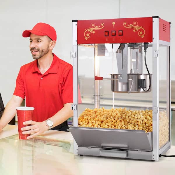Popcorn Maker, 1615 W Popcorn Popper Machine, 16 oz. Kettle Large Capacity Countertop Popcorn Machine, Red