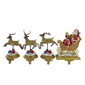 9.5 in. Santa and Reindeer Christmas Stocking Holders (Set of 4)