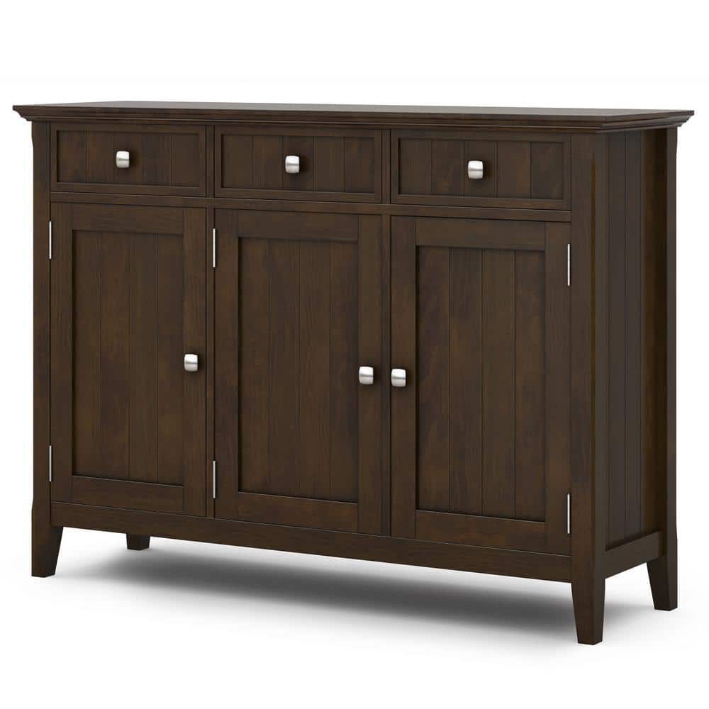 Brunette Brown Solid Wood Office Accent Cabinet with Adjustable Shelves