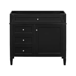 35 in. W x 17.87 in. D x 33 in. H Bath Vanity Cabinet without Top in Black with 2-Drawers and 1-Tip Out Drawer