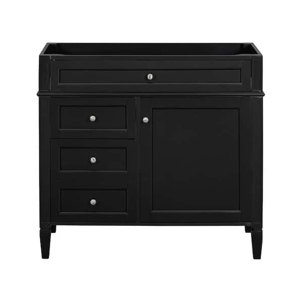 35 in. W x 17.87 in. D x 33 in. H Bath Vanity Cabinet without Top in Black with 2-Drawers and 1-Tip Out Drawer