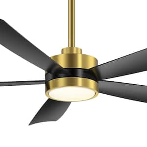 Blaine 52 in. Integrated LED Indoor Black and Gold Ceiling Fan with Light and Remote Control Included
