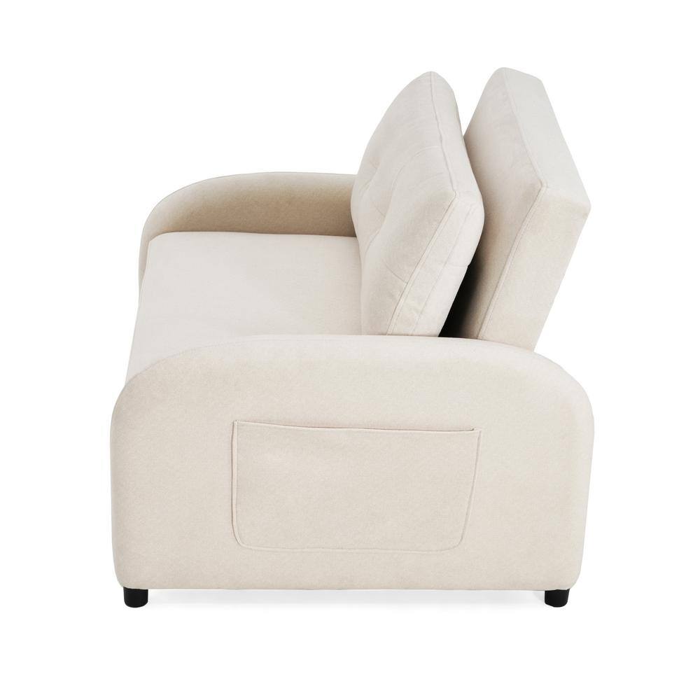 Beige Cotton Linen 3-in-1 Convertible Sleeper Sofa Chair