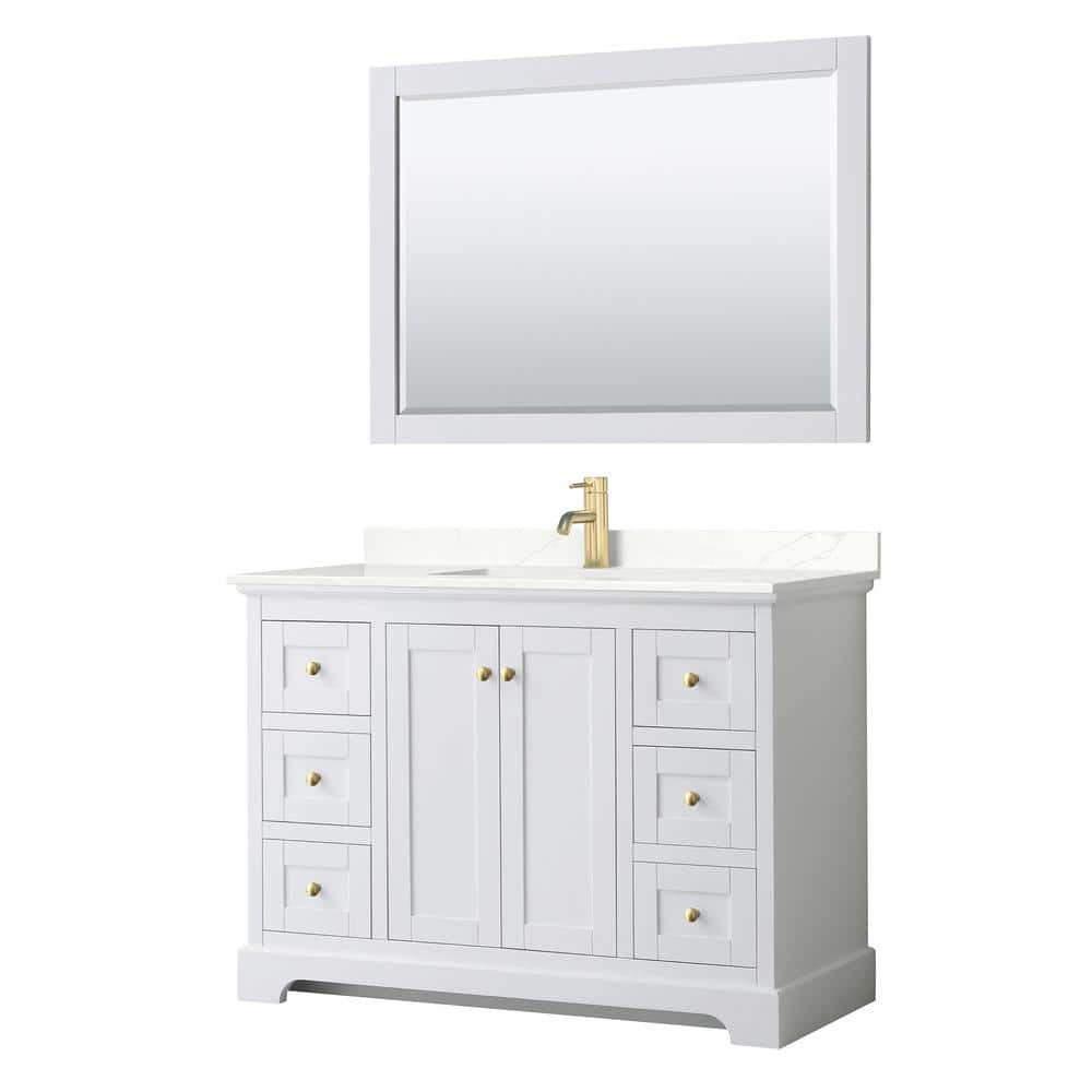 Avery 48 in. W x 22 in. D x 35 in. H Single Bath Vanity in White with Giotto Quartz Top and 46 in. Mirror price history on PriceWatchPro