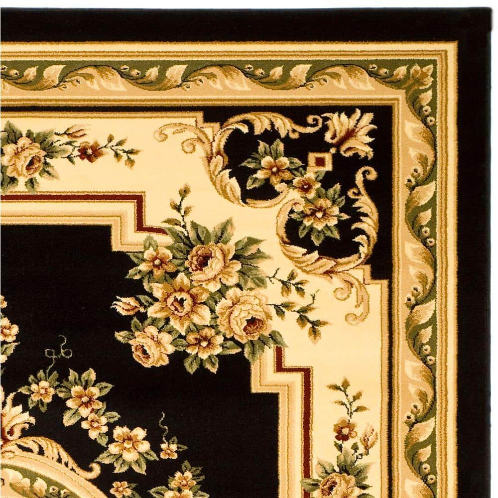 Black and Ivory Safavid Style Rectangular Area Rug