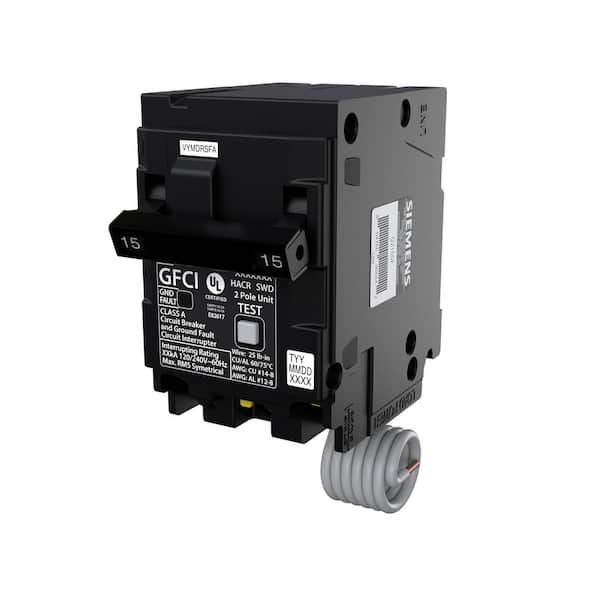 Siemens QPFBN 15 Amp 2-Pole GFCI Plug-On Neutral Circuit Breaker