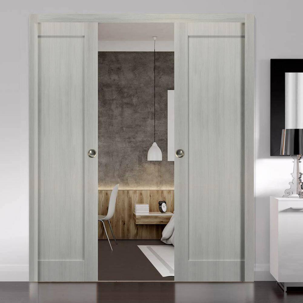 Ginger Ash Solid Core 64" x 84" French Double Pocket Doors