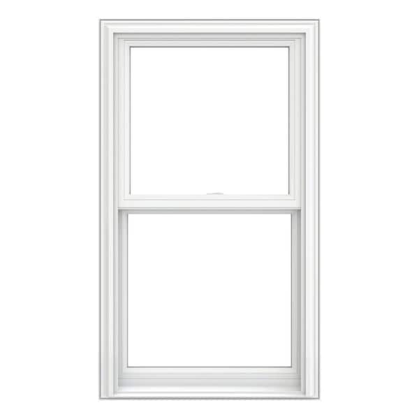 JELD-WEN V-2500 Series 27.75 in. x 61.5 in. Double Pane Double Hung Vinyl Low-E White Pocket Frame Replacement Window