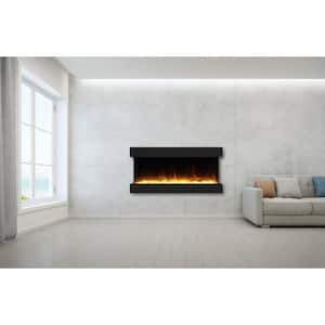 53 in. 3-Sided Glass Wall Mounted and Embedded Electric Fireplace Insert