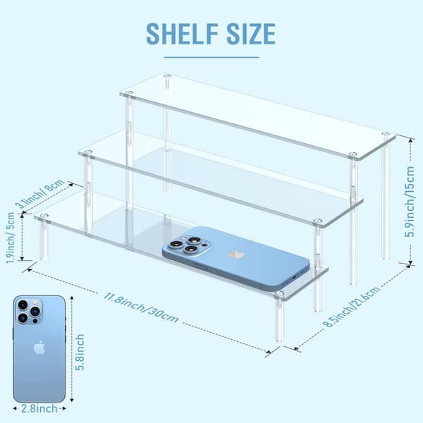 3 Tier Acrylic Display Risers for Organizing Perfume, Holding Cupcakes, Parties and General Decoration, Clear (1-Pack)