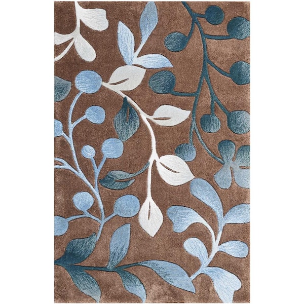 Nourison Contour Mocha  doormat 3 ft. x 4 ft. Botanical Contemporary Area Rug