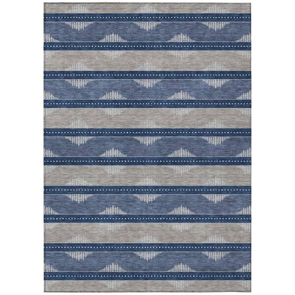 Chantille Machine Washable Indoor/Outdoor Abstract ACN3067 Navy 10 ft. x 14 ft. Area Rug