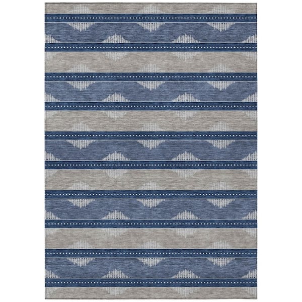 Chantille Machine Washable Indoor/Outdoor Abstract ACN3067 Navy 5 ft. x 7 ft. 6 in. Area Rug