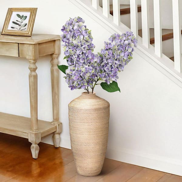 LIVING LUXURY 34 in. Deluxe Cream White Artificial Cone Hydrangea