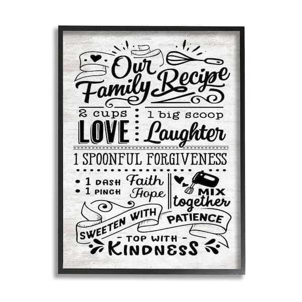 Stupell Industries Our Family Recipe Kitchen Life Ingredients By Lettered and Lined Framed Print Typography Texturized Art 24 in. x 30 in.