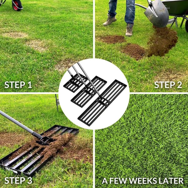 WaLensee 84 in. Steel Handle 45 in. x 10 in. Lawn Leveling Rake RL 004