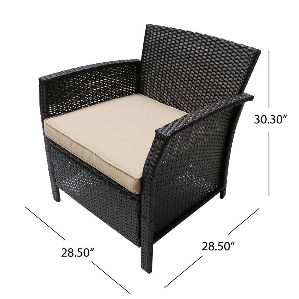 Sumptuous Brown Steel Lounge Chair Pair with Tan Cushions