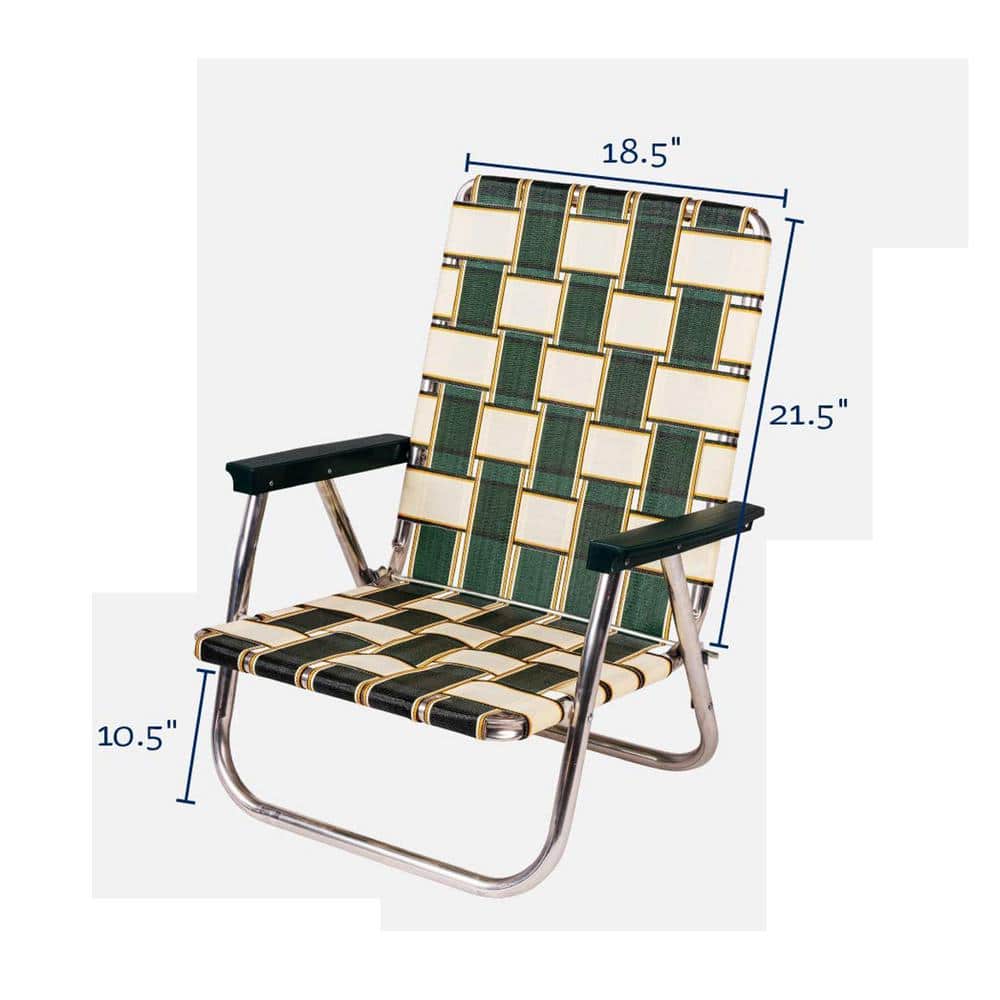 Midnight Black Aluminum Webbed Beach Chair with Arms
