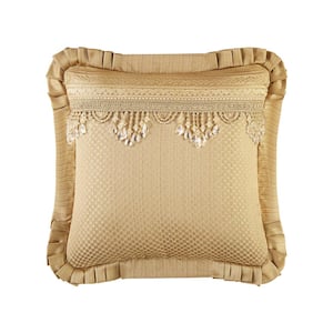 Nottingham Gold Polyester 20x20" Square Decorative Throw Pillow
