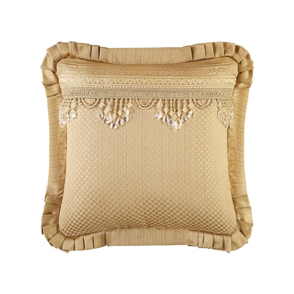 Nottingham Gold Polyester 20 x 20 in. Square Decorative Throw Pillow