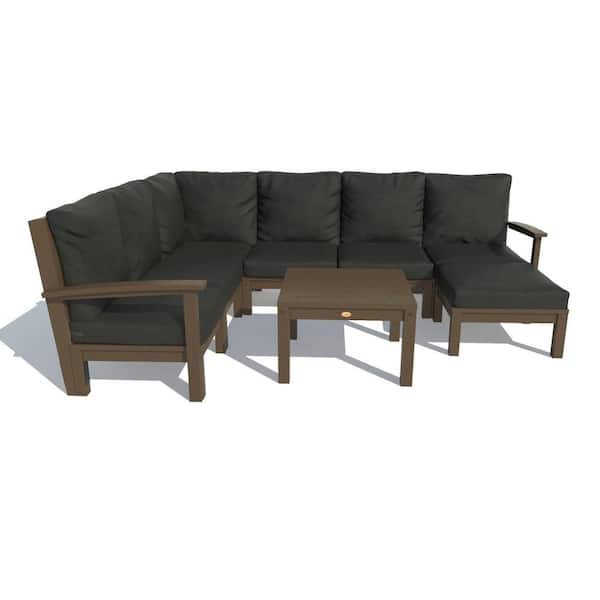 Highwood Bespoke Deep Seating 8-Piece Plastic Outdoor Sectional Set and Side Table with Cushions