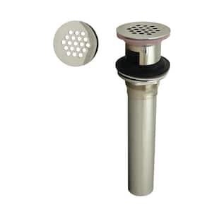 Grid Strainer Lavatory Bathroom Sink Drain Assembly with Overflow Holes - Exposed, Polished Nickel