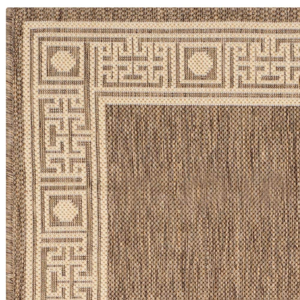 Elegant Dark Beige Rectangular Easy-Care Outdoor Rug, 31"x4"