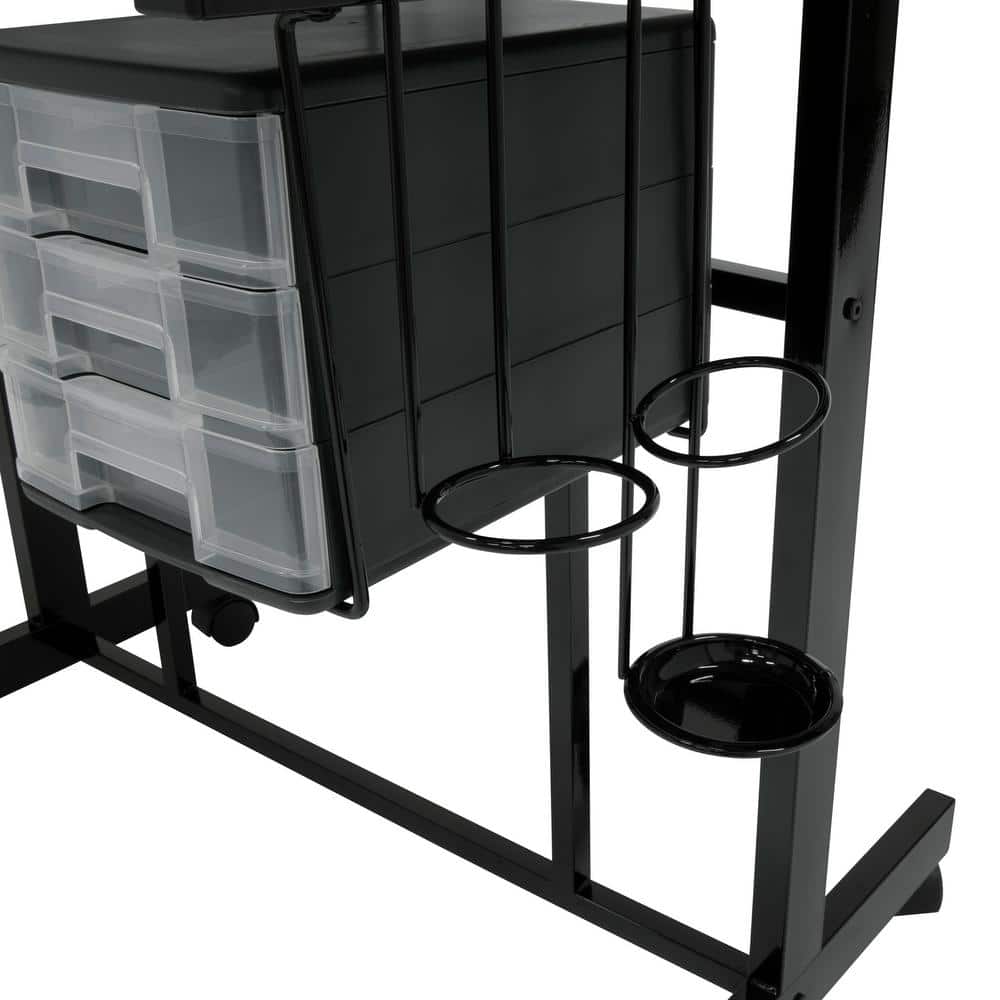 Adjustable Black and White Craft Station with Drawers