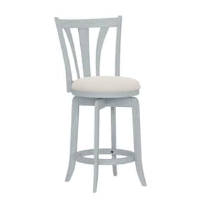 Larson 26in. Blue Wire Brush Full Back Wood Counter Stool with Fabric Seat Set of 1