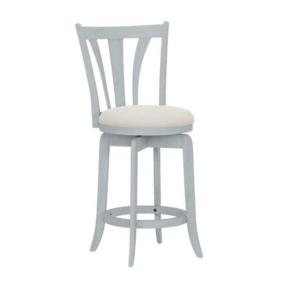 Hillsdale Furniture Larson 26in. Blue Wire Brush Full Back Wood Counter Stool with Fabric Seat Set of 1