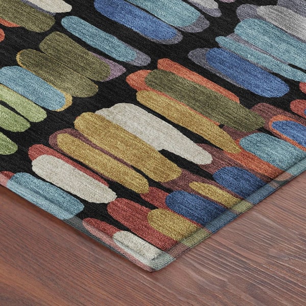 Mayfield Premium Machine Washable Abstract AMF2349 Black 3 ft. x 4 ft. Area Rug