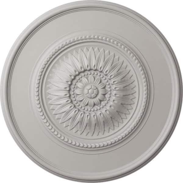 Ekena Millwork 29-3/4 in. x 1-1/2 in. Wigan Urethane Ceiling Medallion, Ultra-Pure White, Ultra Pure White