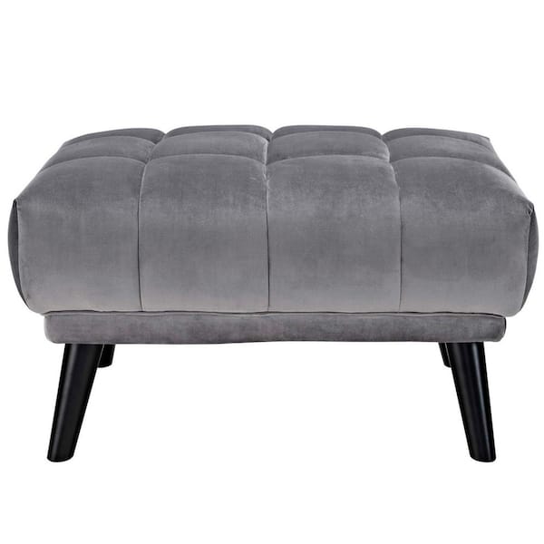 MODWAY Bestow Gray Velvet Ottoman