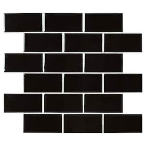 Retro Glossy Black 11.22 in. x 11.47 in. Glossy Porcelain Floor and Wall Tile (13.35 sq. ft./Case)