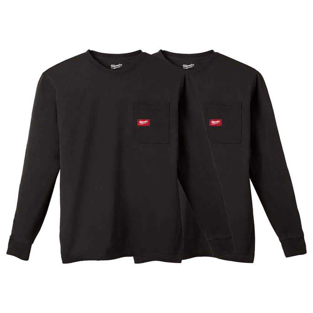 Men's Small Black GRIDIRON Cotton/Polyester Long-Sleeve Pocket T-Shirt (2-Pack) price history on PriceWatchPro