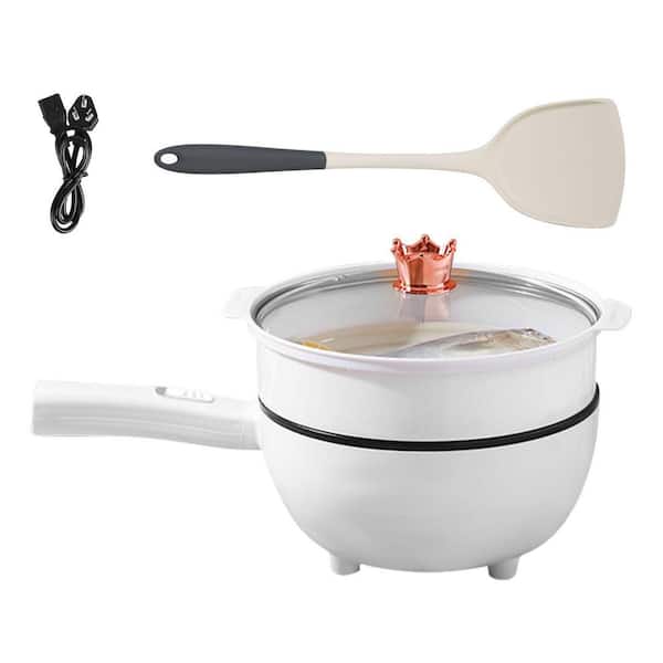 Portable Stainless Steel Electric Hot Pot Non-Stick Frying Pan Dual Power Control with Steamer Spatula