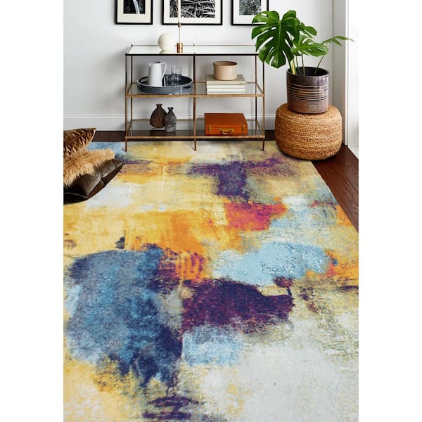 Everek Multi 9 ft. x 12 ft. (8'6" x 11'6") Abstract Transitional Area Rug