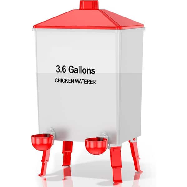 N/A 3.6 gal. Chicken Waterer Bucket with Adjustable Foldable Legs and Anti Roost Cone for Clean Coop Environment