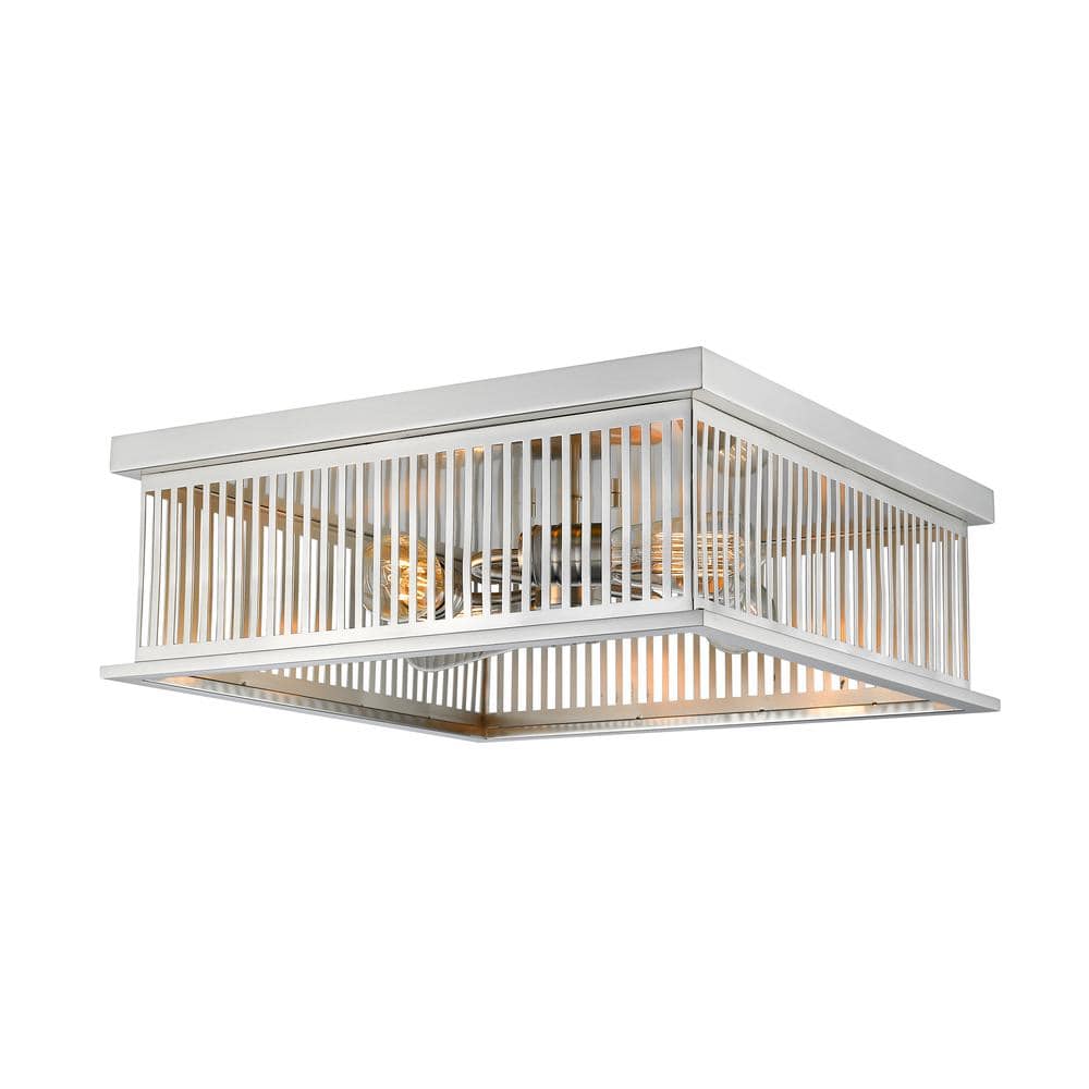 Camellia 18 in. 4-Light Brushed Nickel Flush Mount Light with Brushed Nicke