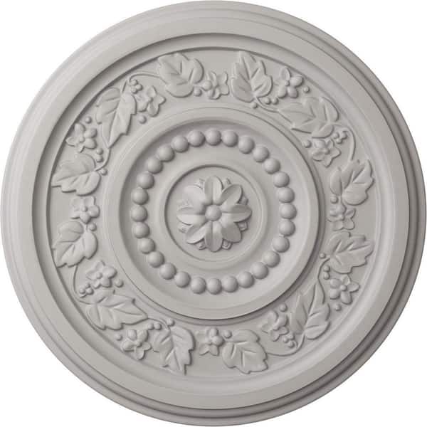 Ekena Millwork 16-1/8 in. x 5/8 in. Marseille Urethane Ceiling Medallion (Fits Canopies upto 4-1/4 in.), Ultra Pure White