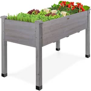 48 in. x 24 in. x 30 in. Gray Wooden Elevated Garden Bed The Backyard Elevated Wooden Flower Pot with Foot Cover