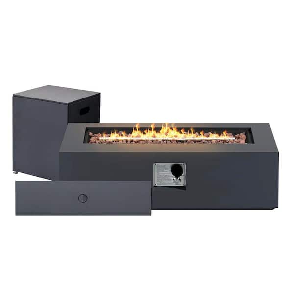 Patio Watcher 42-Inch Rectangle Iron Gas Fire Pit Table, Includes Tank ...