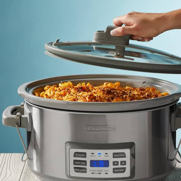 BLACK+DECKER 7 Qt. Stainless Steel Electric Slow Cooker with Temperature  Probe and Precision Sous-Vide SCD7007SSD - The Home Depot