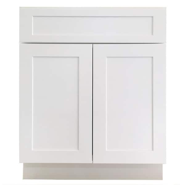 Cabinet Collection Ready to Assemble 27 in. x 34.5 in. x 24 in. Shaker Base Cabinet with 2 Doors and 1 Drawer in White