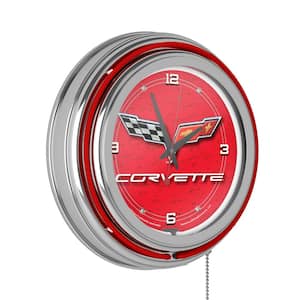 14 in. Red Corvette C6 Neon Wall Clock