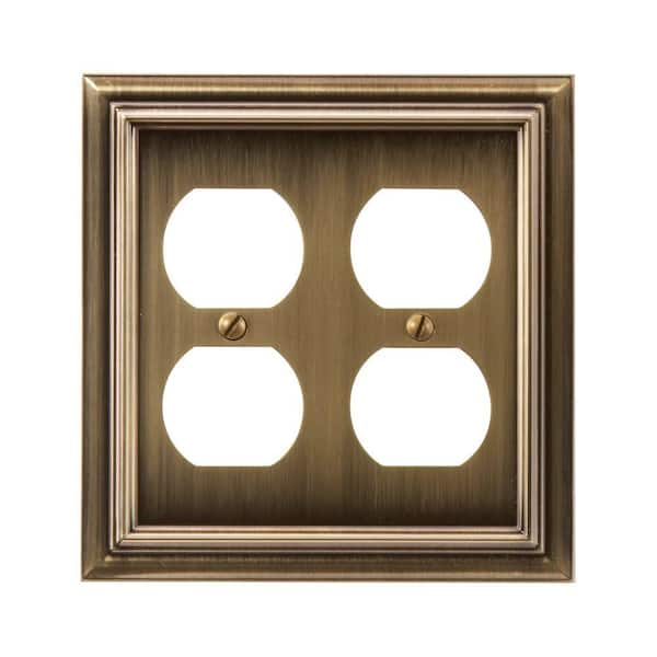 AMERELLE Continental 2 Gang Duplex Metal Wall Plate - Brushed Brass