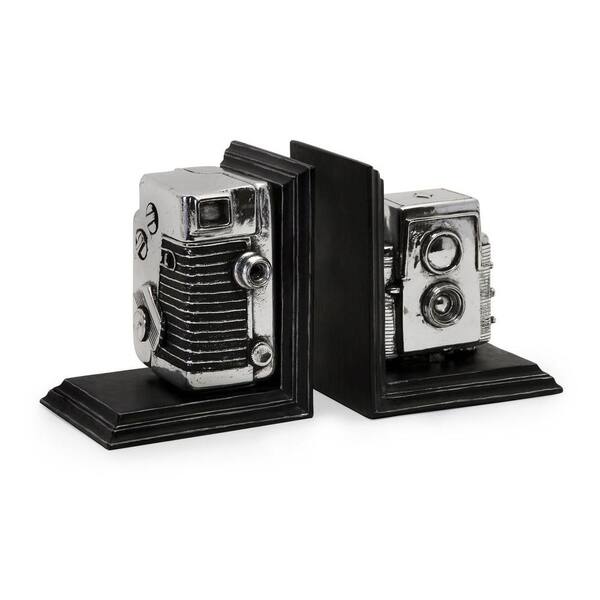 IMAX Vintage Silver Camera Bookends (Set of 2)